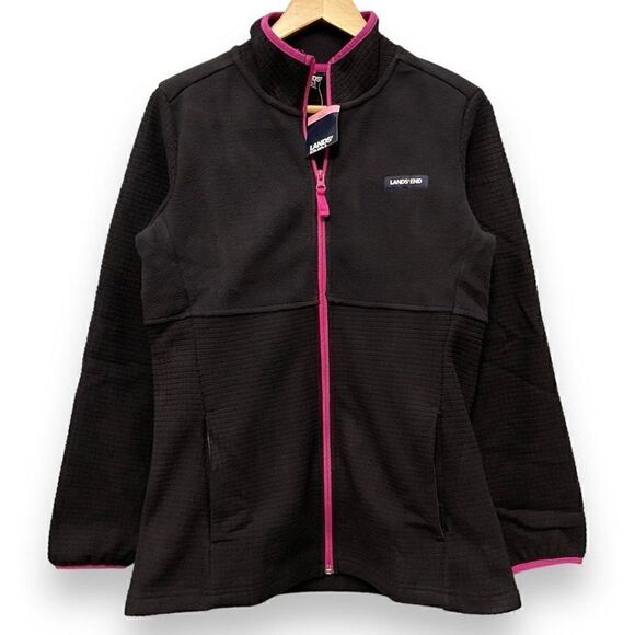Lands' End Ladies Grid Fleece Zip Up Jacket Small - Picture 3 of 8